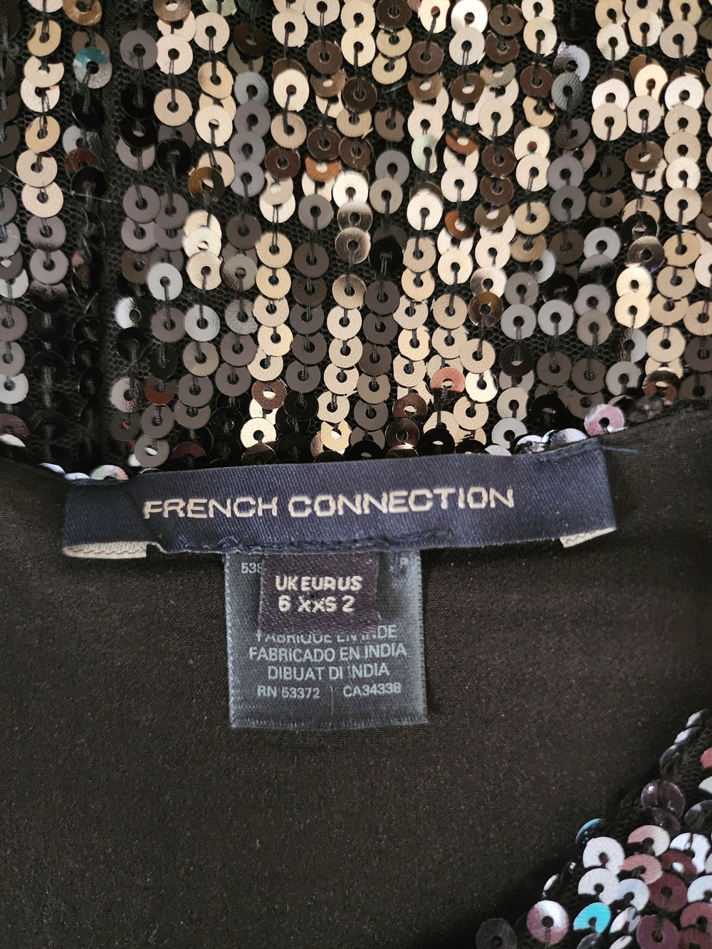French Connection Black & Gold Sequin Mini Dress - Picture 3 of 5